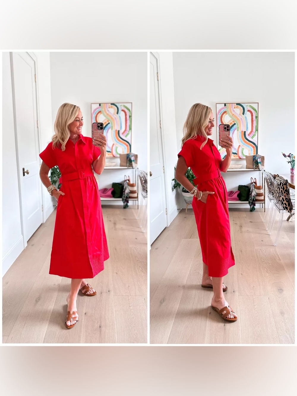 New Tuckernuck Chloe Red Belted Shirt Dress - size M. - Picture 5 of 11